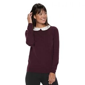 Elle Lace and Embellished Peter-Pan Collar Sweater